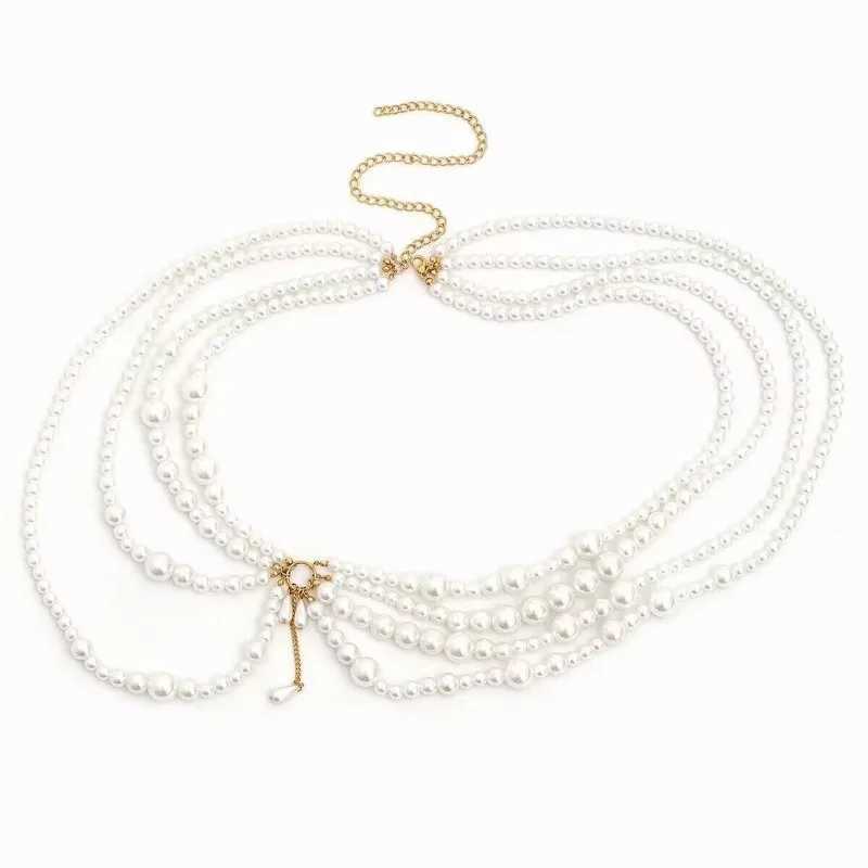 Modern Jewelry Sweet Korean Temperature Simulated Pearl Body Chain Used for Wenfen Gifts Popa Accessories Hot S X250410