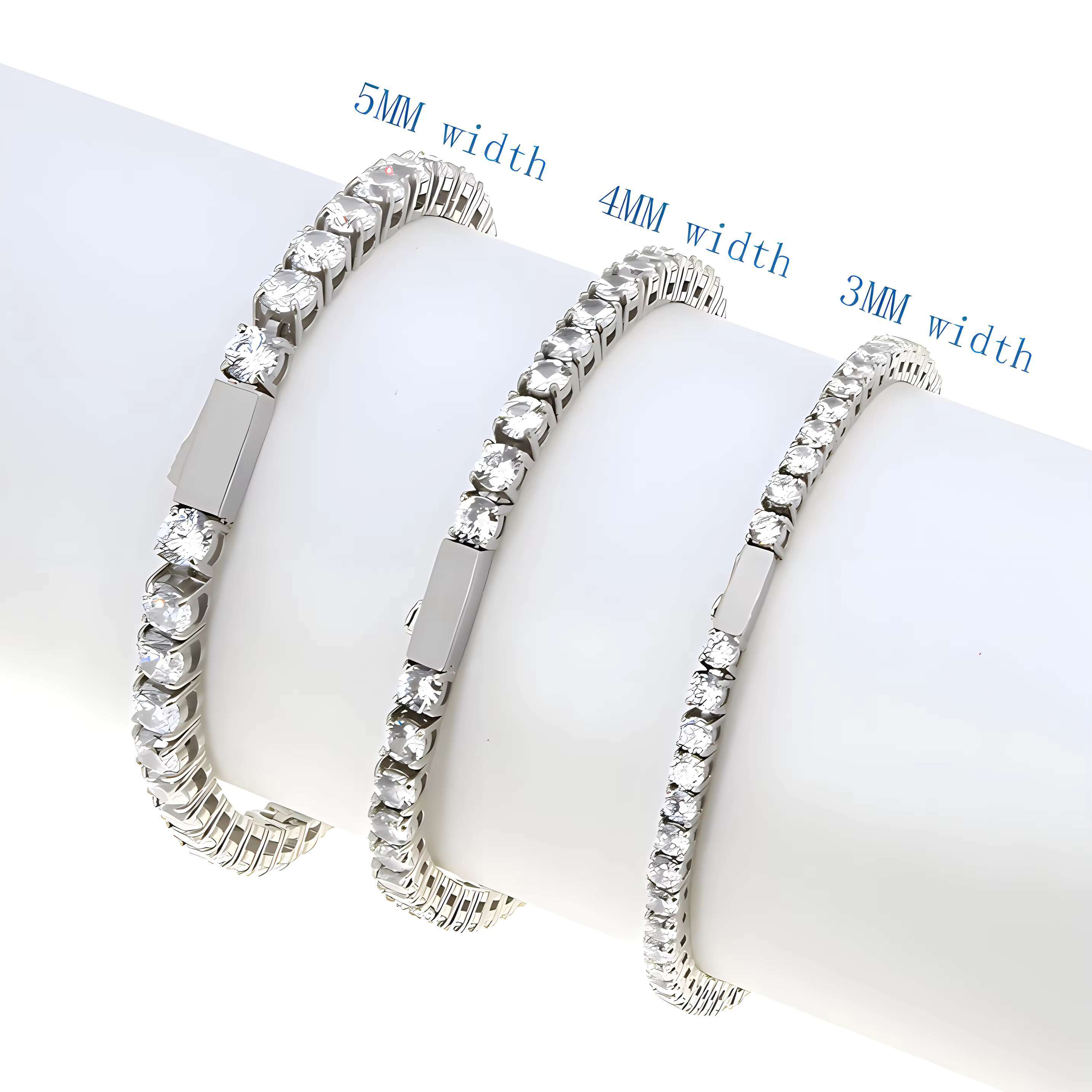 Beiyan stainless steel necklace fashionable hip-hop tennis chain, zircon 3mm, 4mm, 5mm constellation shaped claw setting