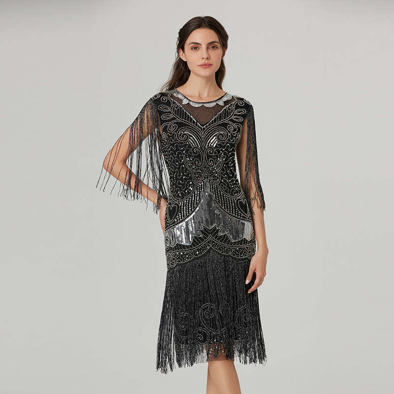 Sequin Fashion Slim Fit Hot-Selling Retro Sleeveless Tassel Latin Dance Night club maxi dress SEXY DRESSES FOR WOMEN