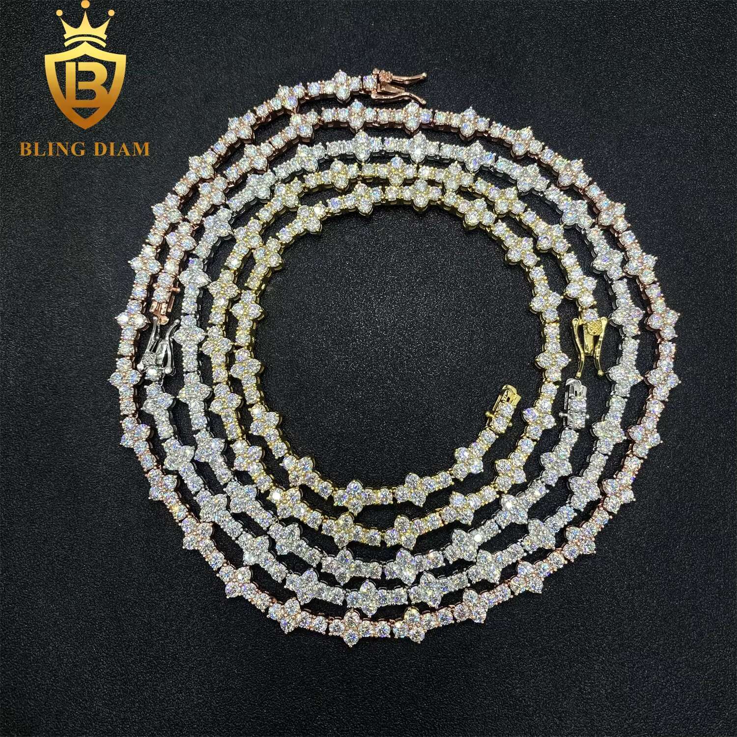 Factory Wholesale Gold Plated 3mm 925 Silver Vvs Moissanite Fine Jewelry Tennis Chain High Quality Necklace