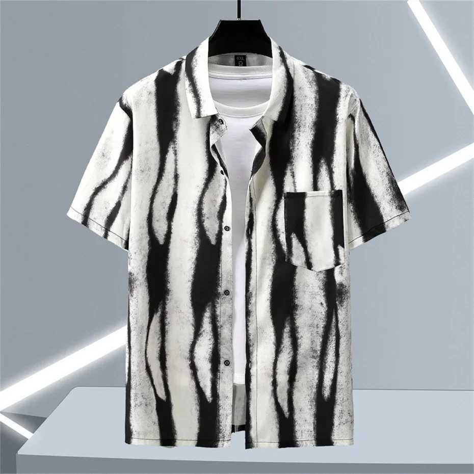 10XL11XL plus size mens summer tie dyed shirt fashionable casual Hawaiian beach shirt mens summer top plus size 10XL X250410
