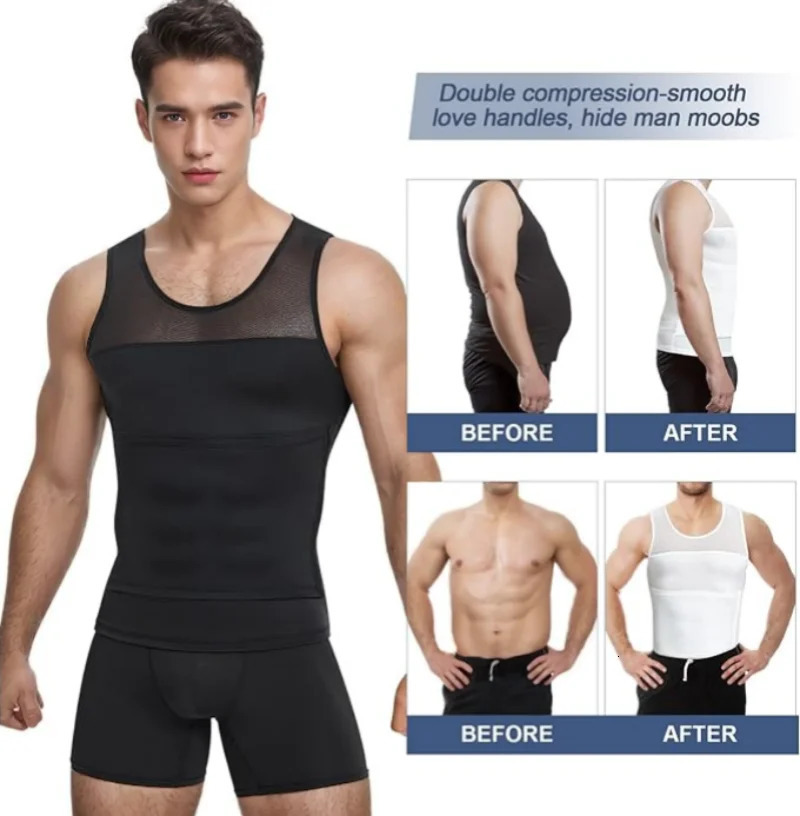Mens Body Shaper Compression Vest Abdomen Shapewear Tummy Slimming Sheath Gynecomastia Shapers Corset Waist Trainer Fajas Tops 250409