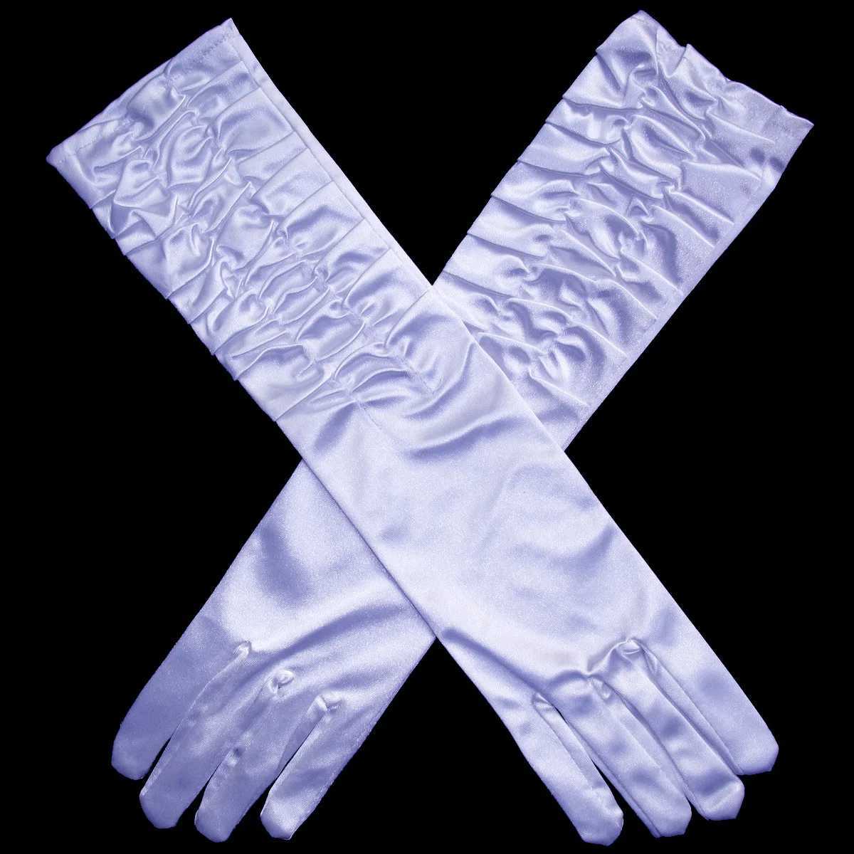 Womens Solid folds Satin Soft Multicolor Ceremonial Gloves Dance Performance Elasticity Retro Style Opera L251110