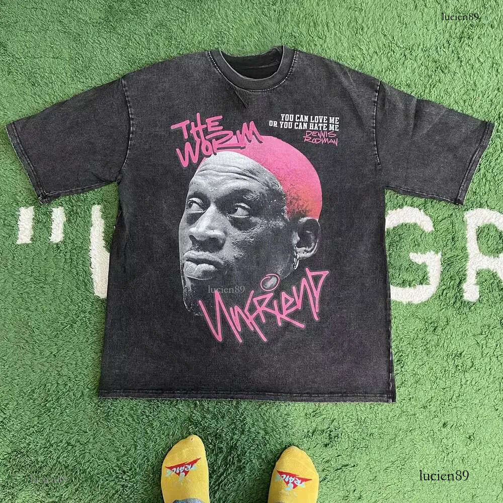 Frog Drift Fashion Vintage Loose Basketball Graphic Retro Washing Summer Dennis Rodman Oversized Tee T-Shirt Tops Men Women