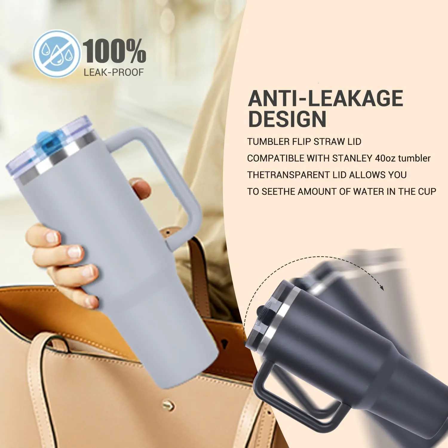 Fashionable cup 40oz Insated With Handle and Lid Water Bottle Coffee Thermos Outdoor Sports Stainless Steel Thermos Vacuum Sed Trav Y251110