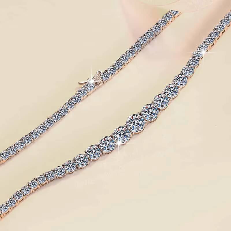 Tariff Free Luxury Hiphop Style S925 Sterling Silver Gradual Change Size VVs1 Moissanite Tennis Necklace of Women Men