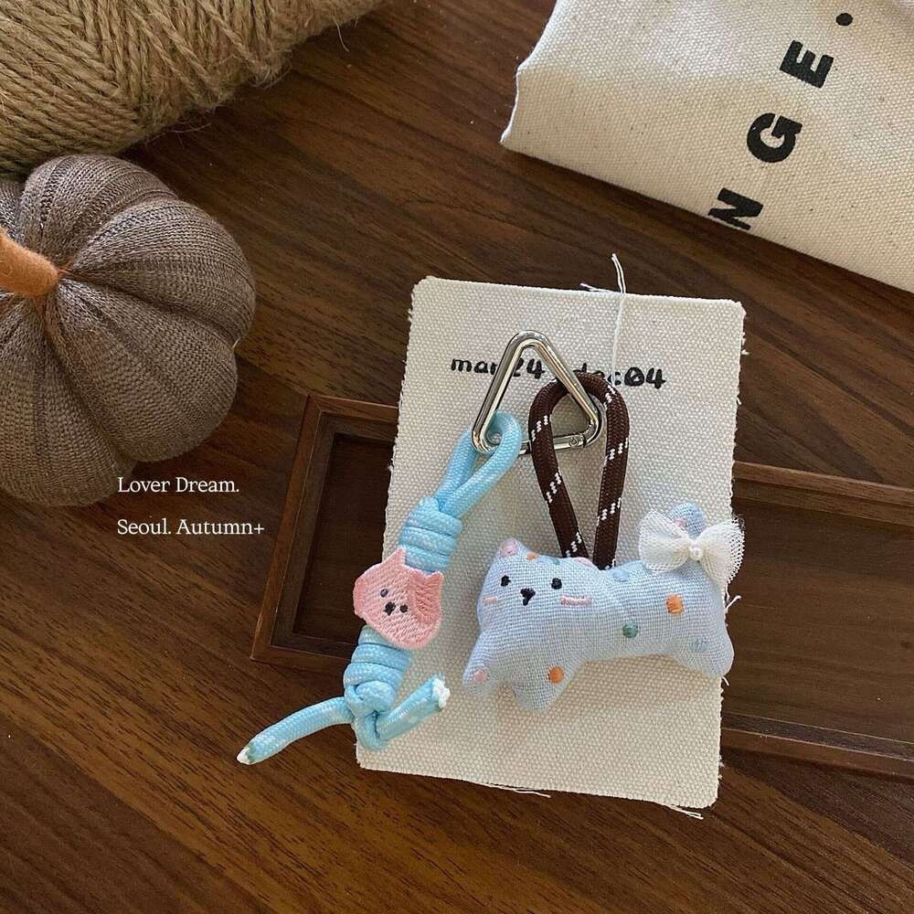 Autumn Winter New Blue Series Cute Keychain Set, Puppy Heart Bag Pendant for Women, In-Stock Hot Sale Fashion Accessory