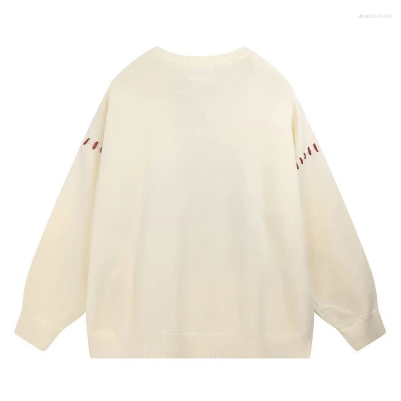 Men's Sweaters Autumn Cartoon Tomato Printed Knitted Sweater For Man Hip Hop Fashion Streetwear Pullovers Retro Aesthetic Y2K Knitwear