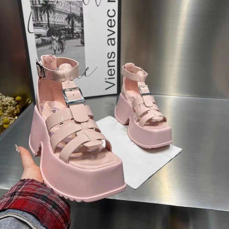 Women Peep Toe Hollow Outs Roman Sandalias 2024 New Thick Sole Sandalswomen Casual Beach Shoes Summer Platform Sandals