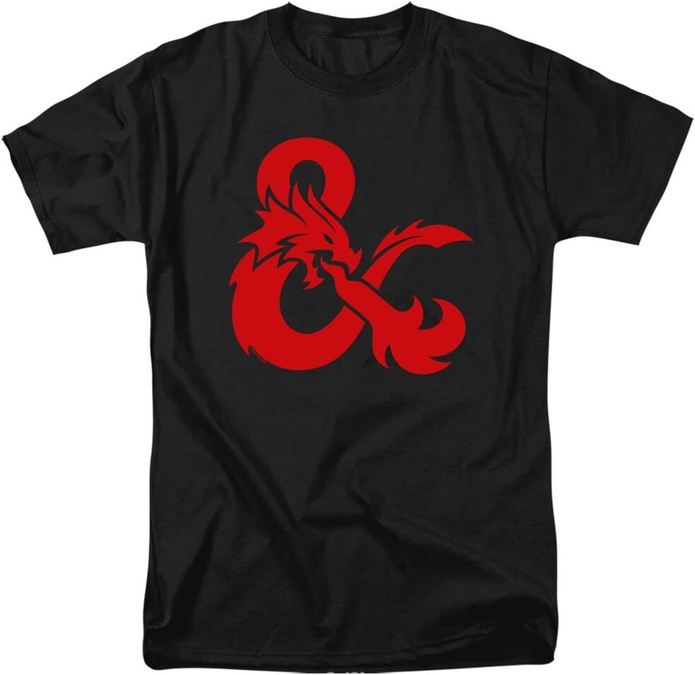 T shirt for Mens Dungeons Dragons Ampersand Logo Unisex Adult T-Shirt for Men and Women, Black, Casual Tops Clothes Short sleeve
