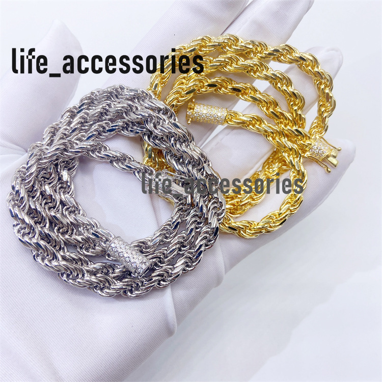 Hip Hop Necklace 6mm Width 925 Sterling Rope Chain VVS Moissanite Diamond Rope Chain Necklace
