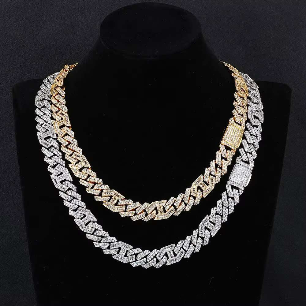 Hip Hop S925 Silver Moissanite Necklace Cross Border Custom Jewelry for Men Versatile Pig Nose Cuban Chain
