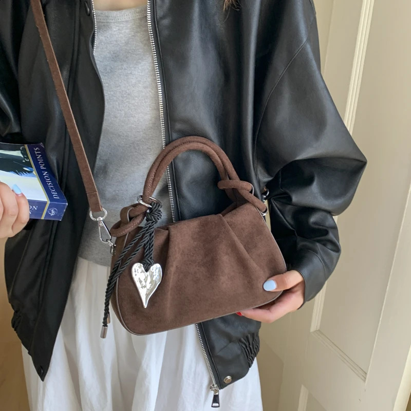 Faux Suede hasp sewing thread Shoulder Bags Simple Ladies Bags on Sale 2025 Versatile Commuting Solid Color Crossbody Bags 251106