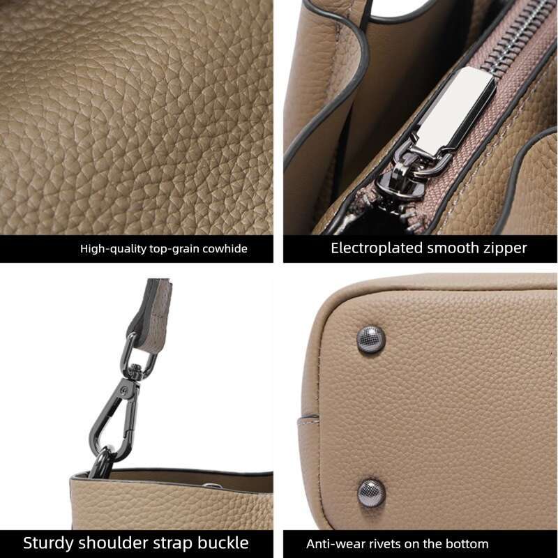 Luxury Bags Designer Top Cowhide Leather New Large Capacity Tote High-End Niche Women's Shoulder Bags Commuter Multifunctional Bucket Bag