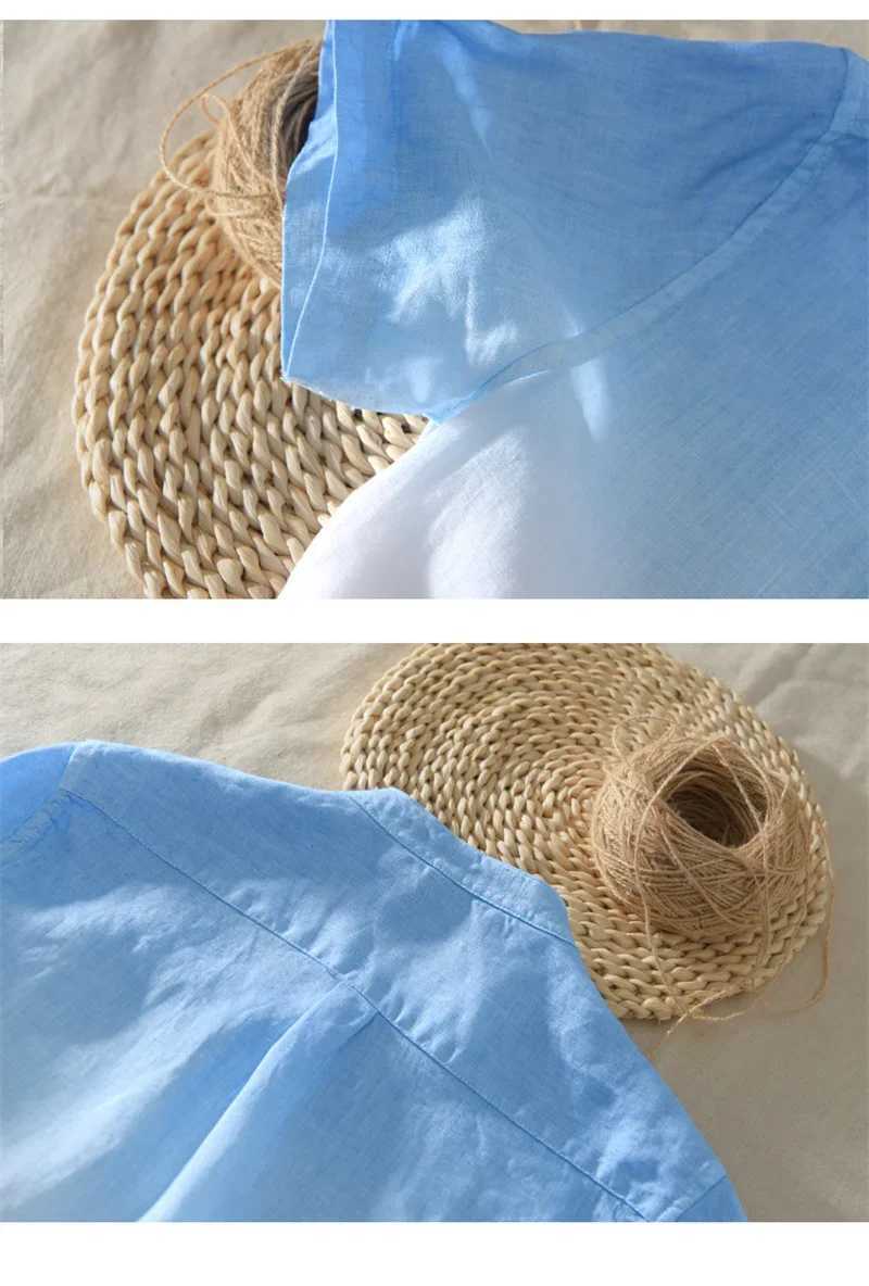 Short sleeved 100% linen cool breathable comfortable and healthy material gradient beach mens cardigan X250410