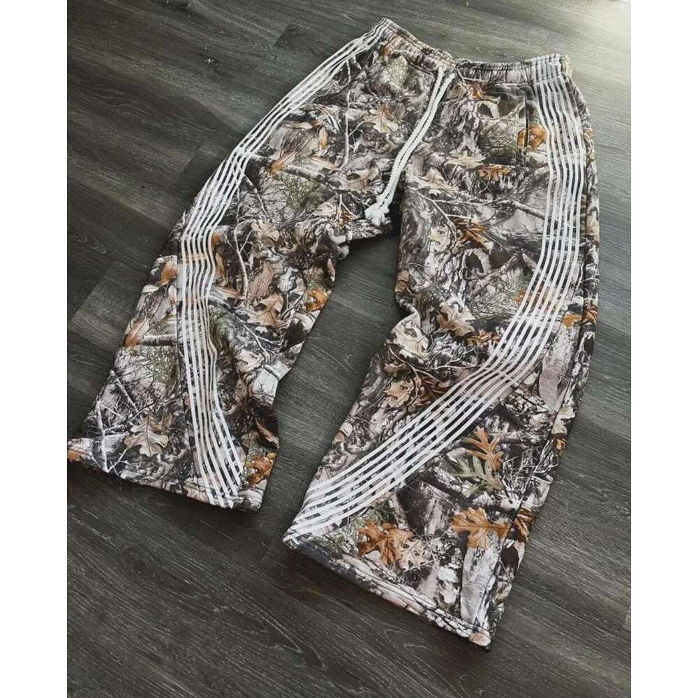 Y2k Streetwear Retro Sweatpants Gothic Hip Hop Camouflage Pattern Loose Casual Mens And Womens Stretch Waist Jogging Pants