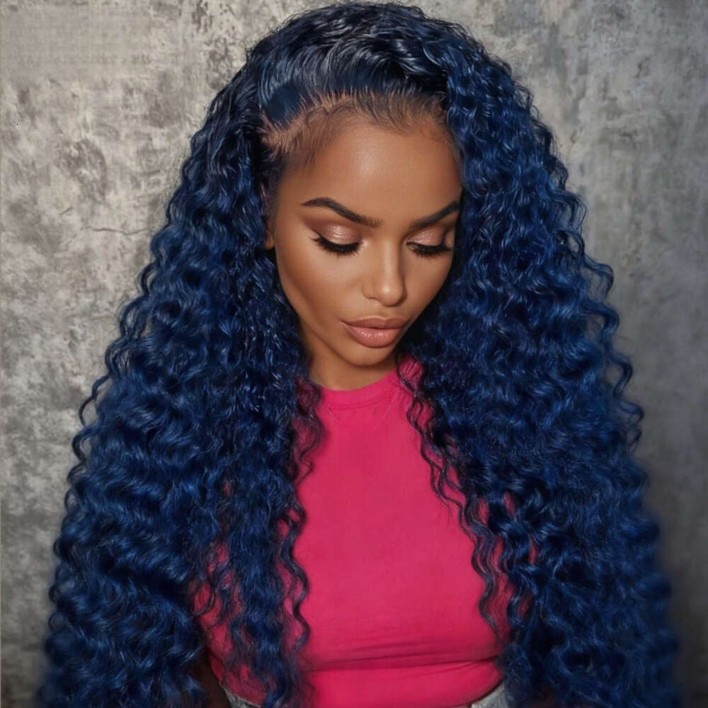 Brazilian Virgin Human Wig - 13X4 HD Transparent Front Closure, Pre Plucked No-Knots Kinky Curly 250% Density Deep Colored Brown Roots & Baby Hair Lac