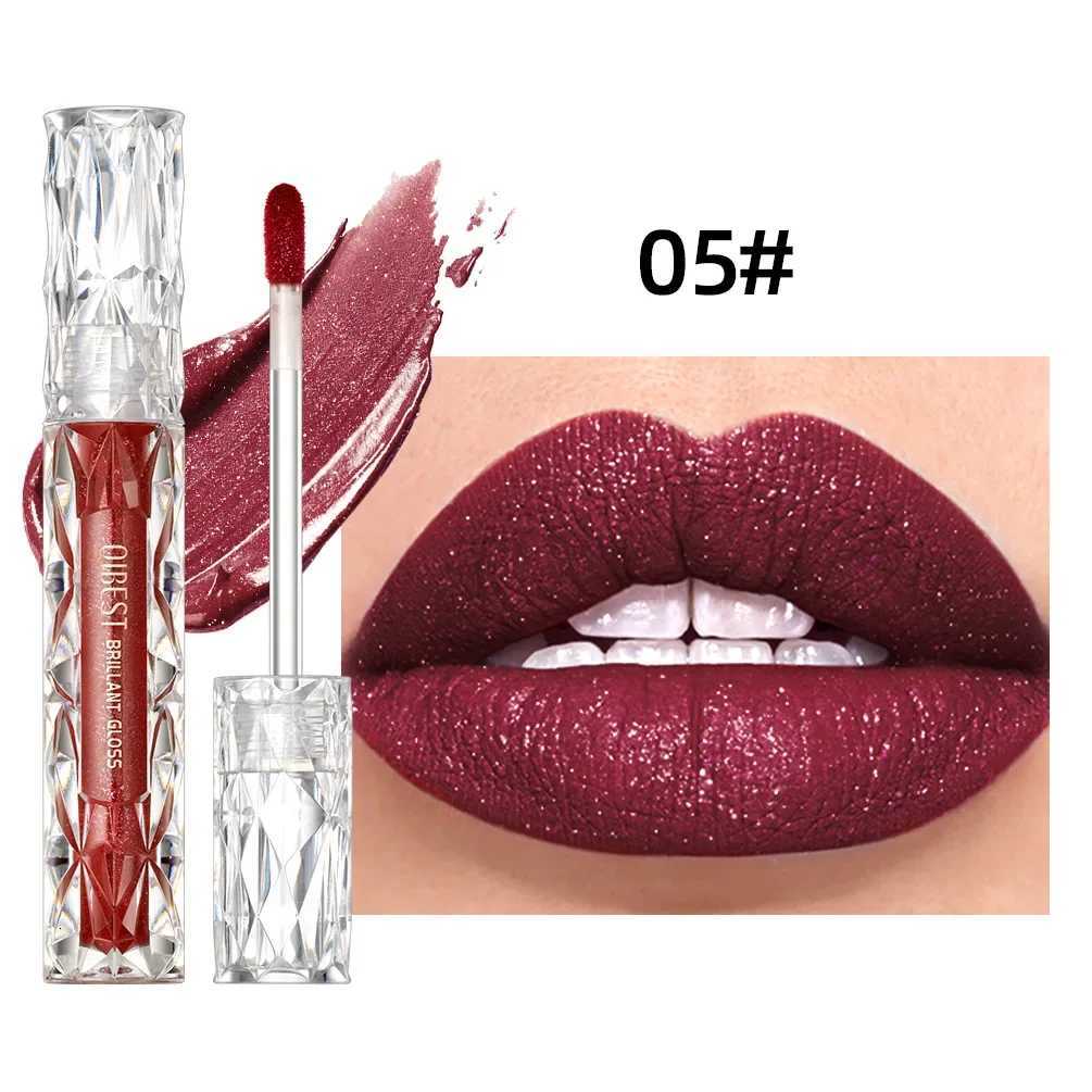 QIBEST Diamond Liquid Lipstick Moisturizing Lasting Purple Sparkling Waterproof Lip Gloss Matte Glitter Lipstick Korean MakeupT251110