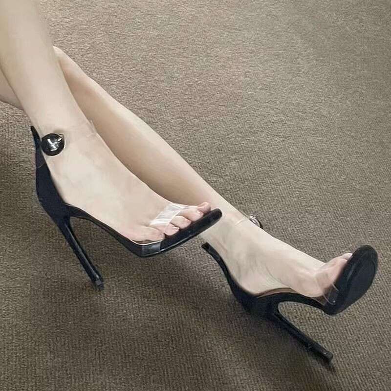 Woman Sandals Sexy Transparent Female Internet Celebrity Temperament Fashionable High Heels With Exposed Toes And A Buckle Slim High Heeled Sandals