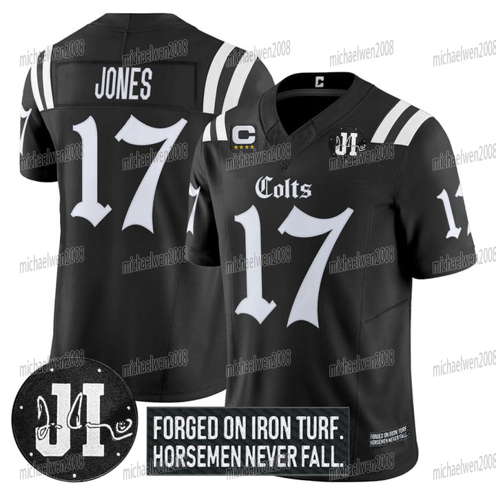 Coltss 2025 Gothic Edition Football Jersey Daniel Jones Irsay Jonathan Taylor Michael Pittman Jr. Sauce Gardner Tyler Warren Peyton Manning Johnny Unitas