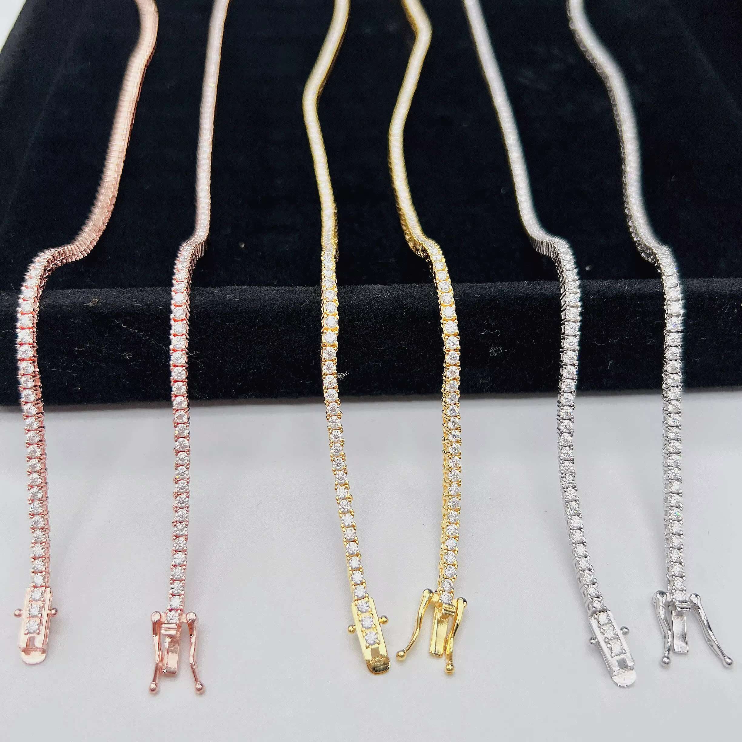 Hot Selling Trendy 2022 Moissanite Silver 2MM Tennis Chain Mens Womens Hiphop Jewelry Tennis Chain