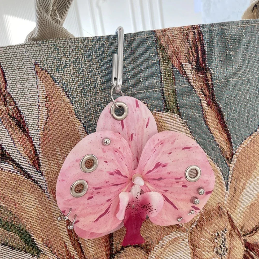 Fashion Simulation Flower Orchid Lily Keychain Gifts Colorful Simulation Flower Keyring Backpack Decoration Flower Bag Pendant 251110