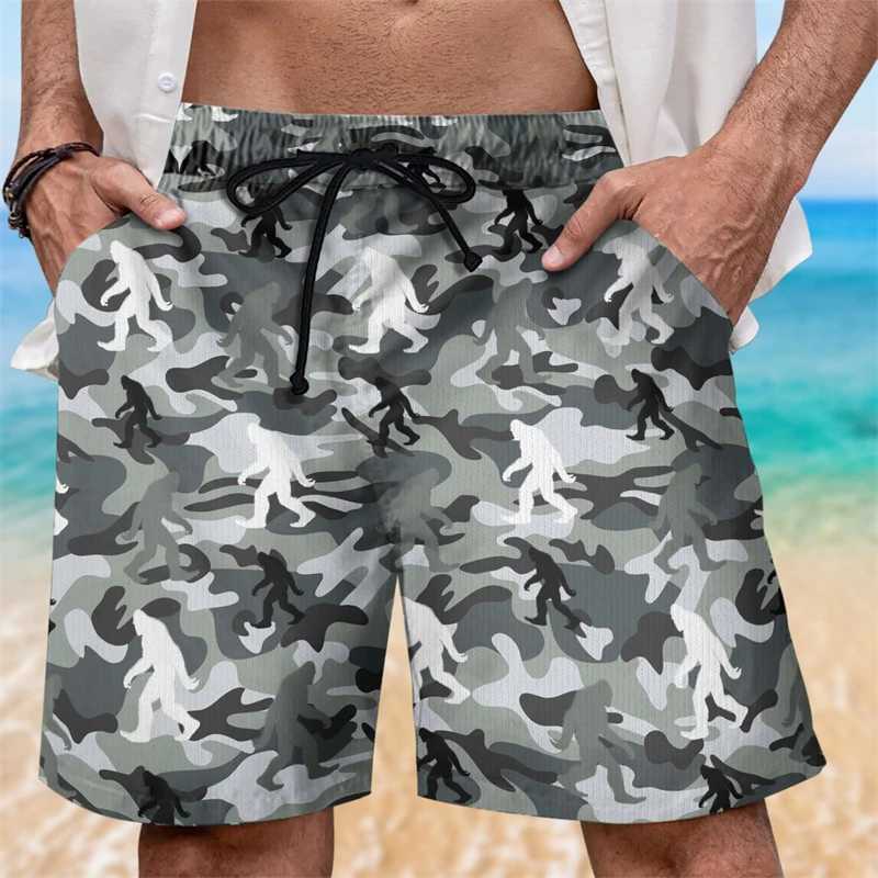 Camouflage Graphic Beach Shorts for Men Fashionable Retro 3D Printed CHIldrens Shorts Casual Street Clothing Oversized Swimming Pants X250410