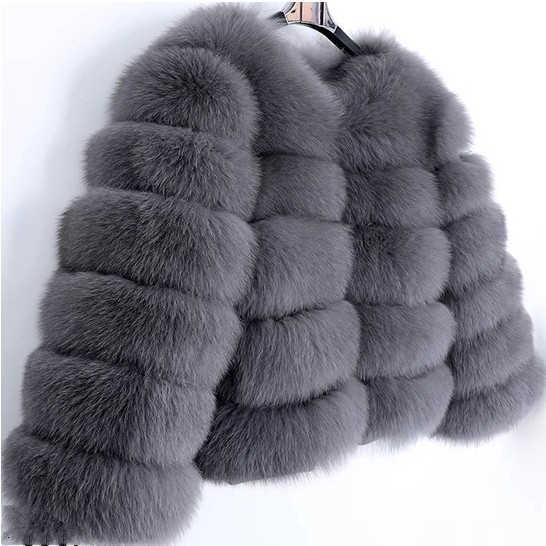 2025 European fur coat - faux fox fur patching winter outfit - thick and warm long-sleeved short-style fur coat