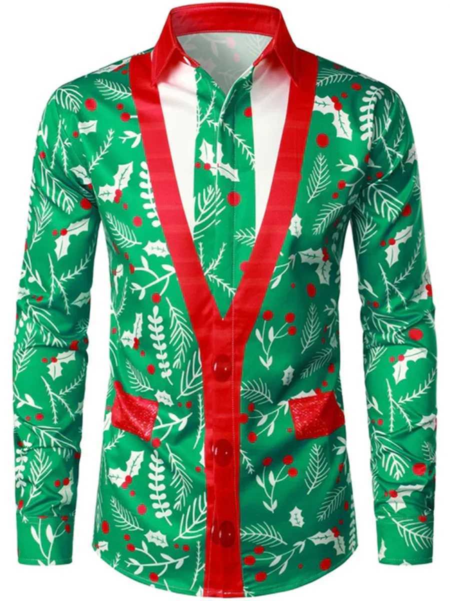 2024 New Fashionable Suit Shirt Christmas Men Muscle Christmas Tree Funny HD Pattern Soft And Comfortable Mens Large Size Q251110