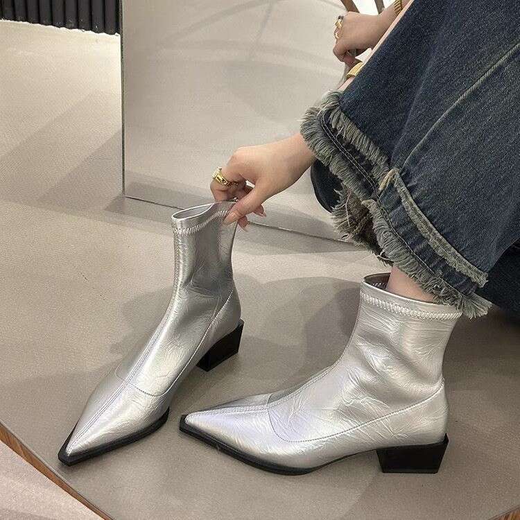 Woman Sandals Sharp Pointed Fashion Short For Women New Autumn Winter Trend Children S Thick And Thin Boots Niche Design Martin Boots