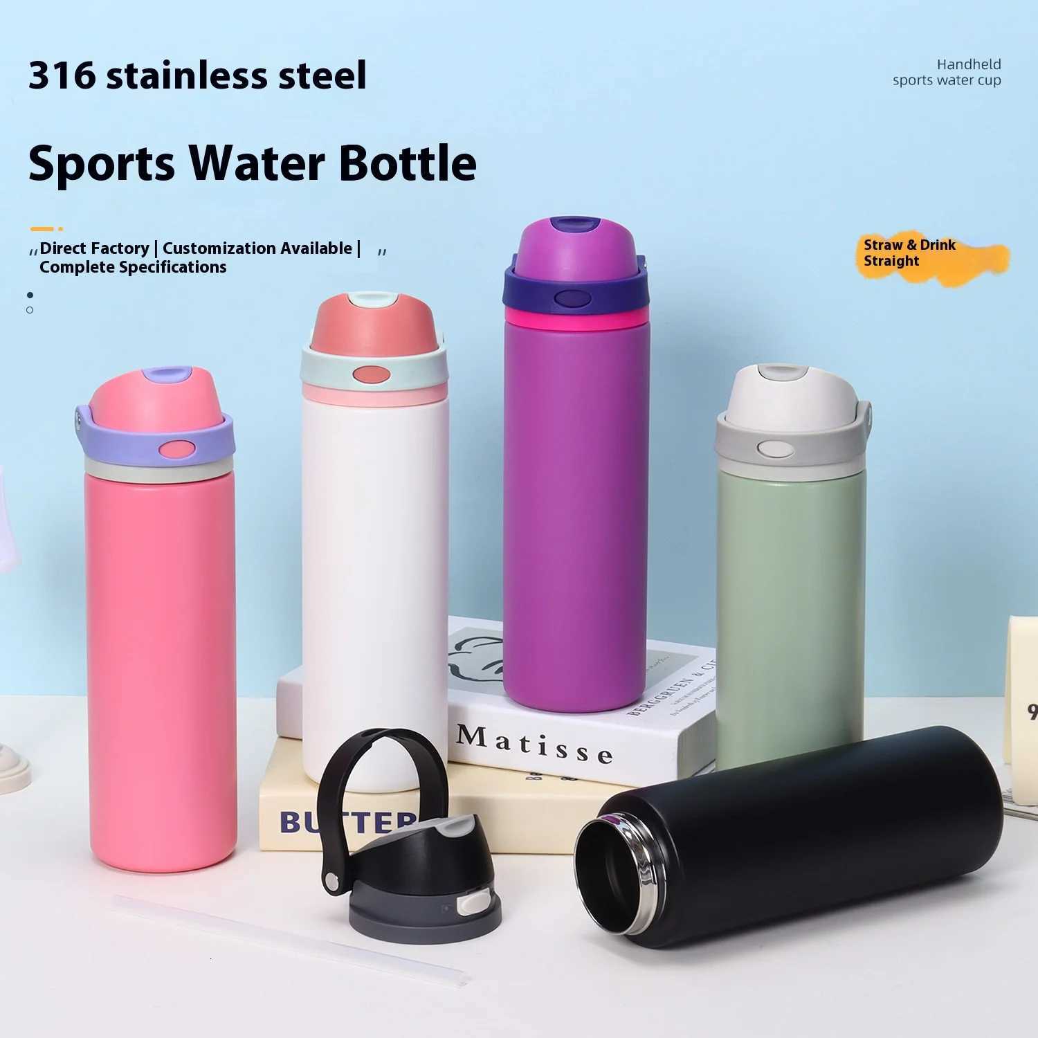 Fashionable cup Hot-selling Stainless Steel Insated Cups Large-capacity Portable Hand-held Sports Water Cups Car-mounted Handle Insated Cups Y251110