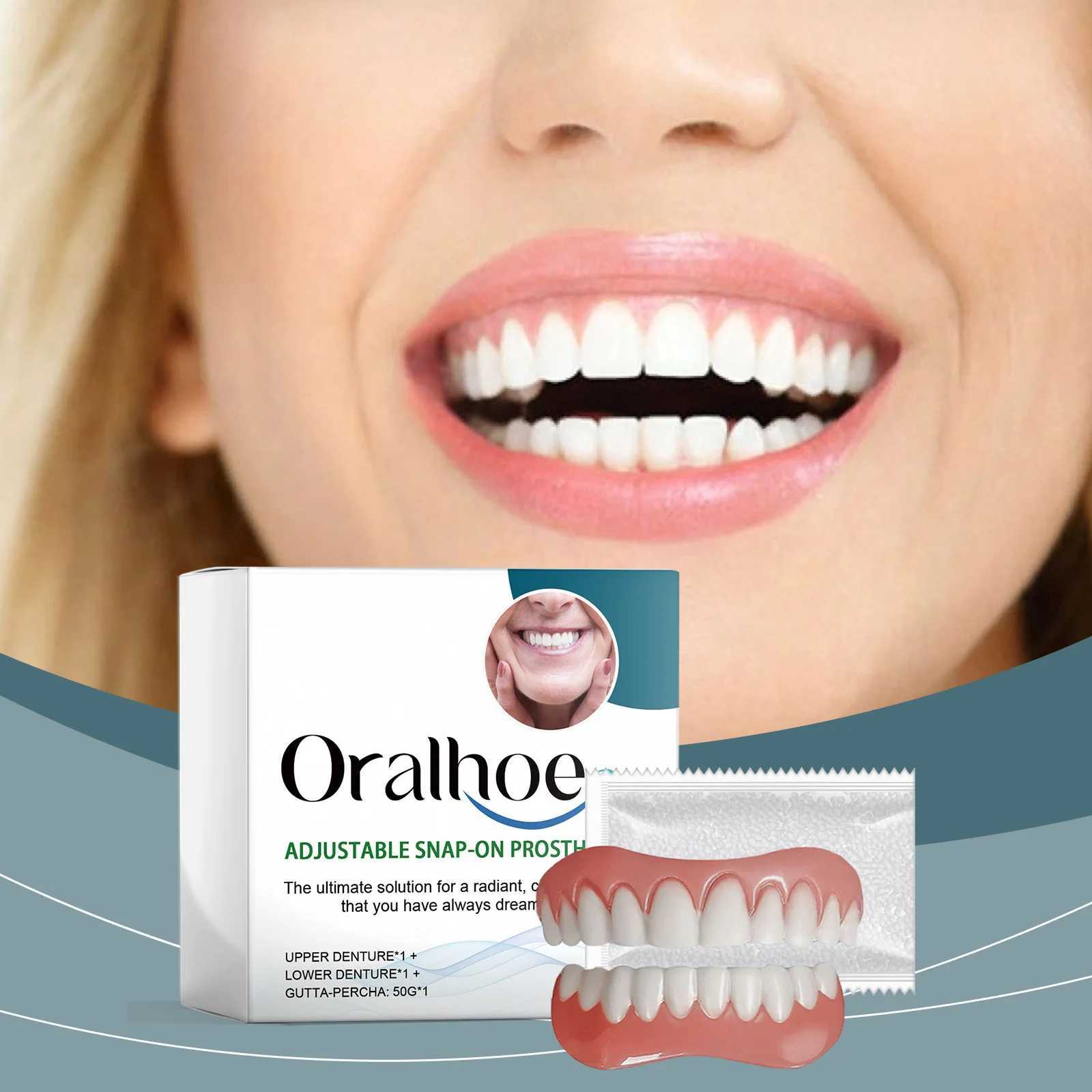 New Arrival Oralhoe 1 set of silicone denture kit with upper and lower veneers soft and instant Smile denture care bracket kit Z250410
