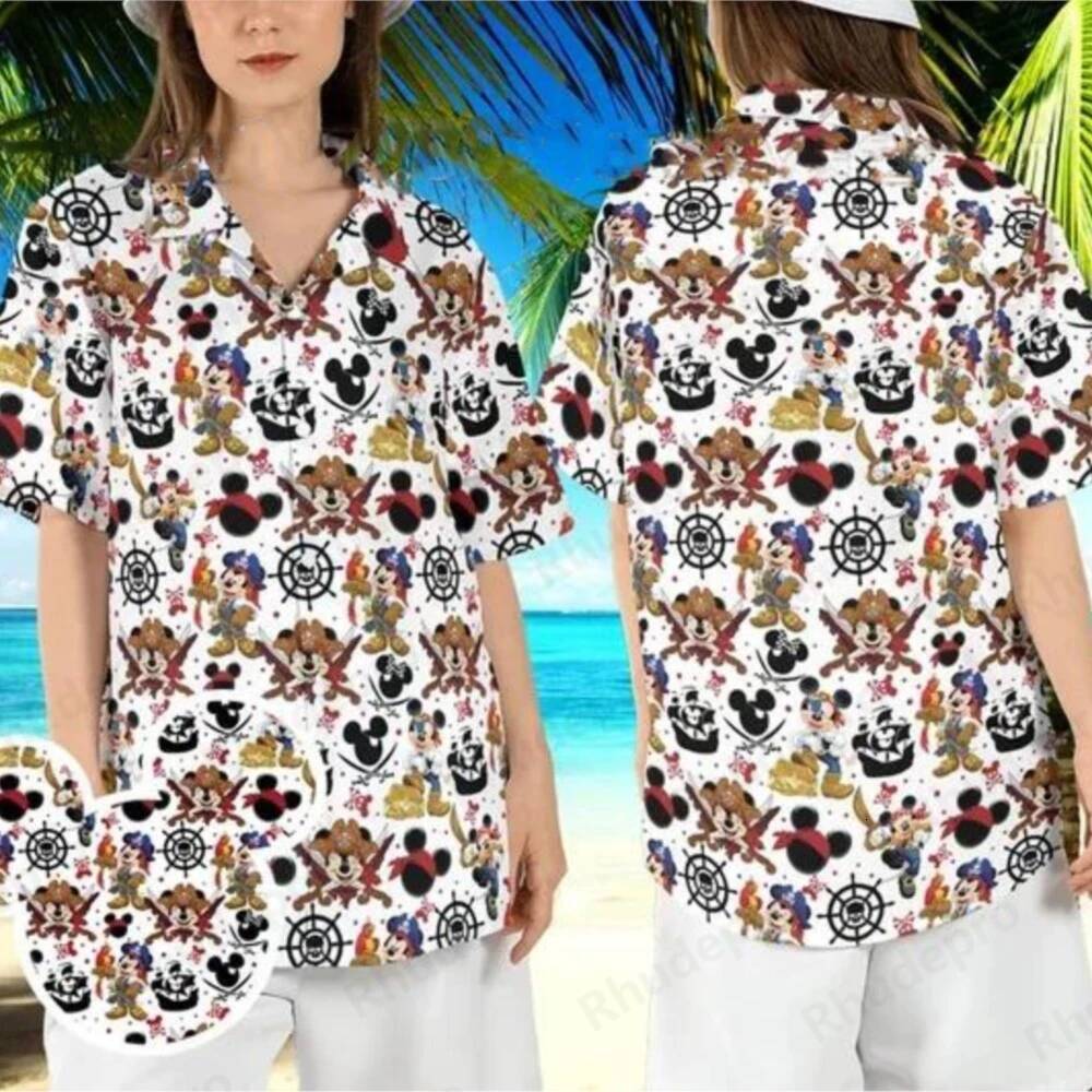 Ddmytues Summer Classic Hawaiian Steamboat Willie Cruise Hawaii Men Women's Casual Short Sleeved Shirt