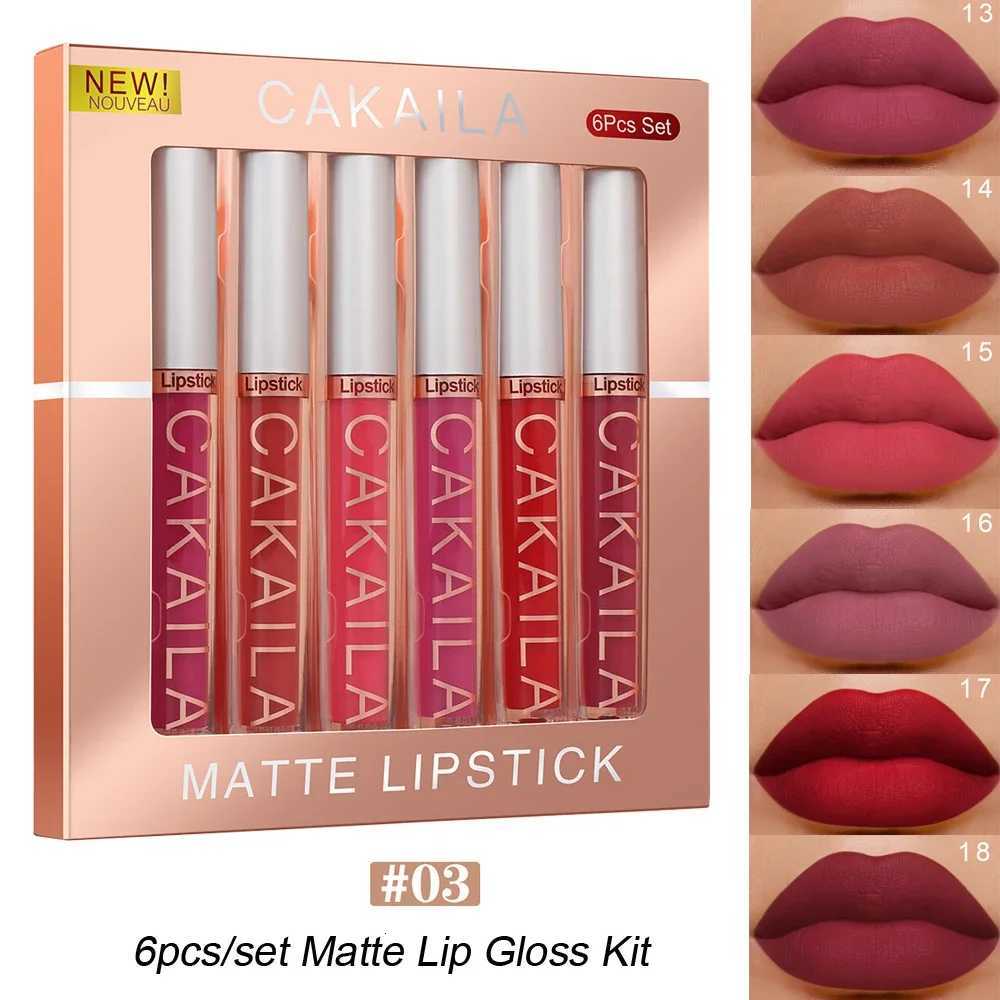 6-Color Liquid Matte Lipstick Set Velvet Matte Lip Gloss Kit Waterproof Moisturizer Easy To Wear Sexy Red Silky Lip Glaze MakeupT251110