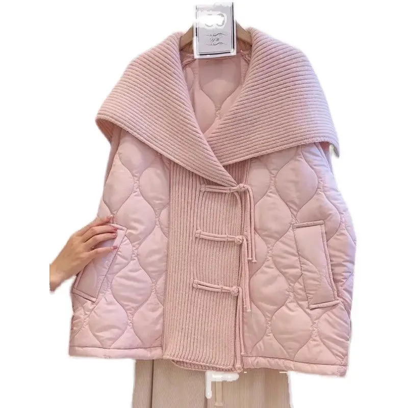 Lapel Collar Knitted Cardigan Quilted Sweater Jacket Womens Autumn And Winter Fashion Sweet Loose Shawl Top Z3310 251107