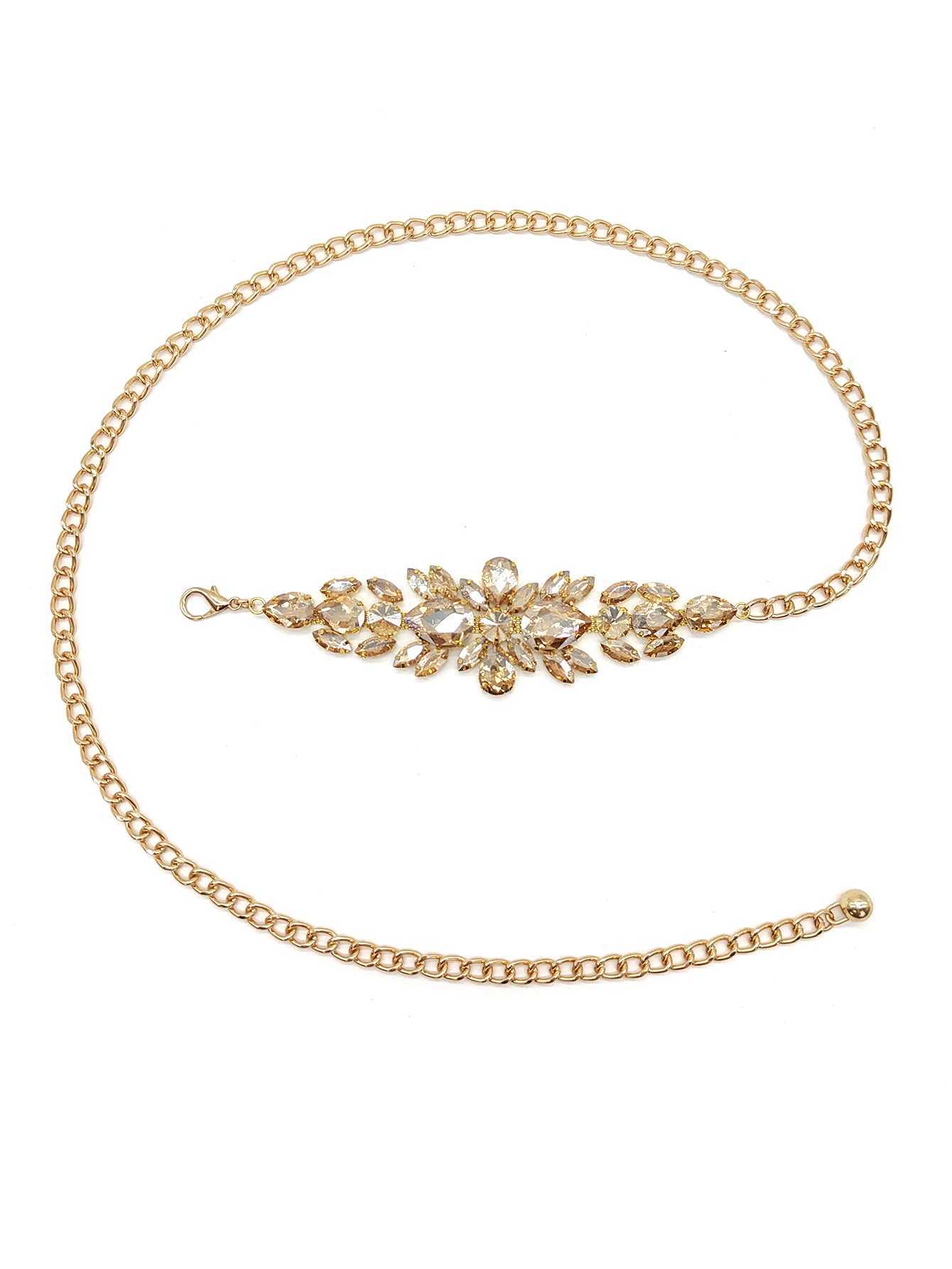 A Rhinestone inlaid with high-quality gold belt corset waist belt and accessories X250410