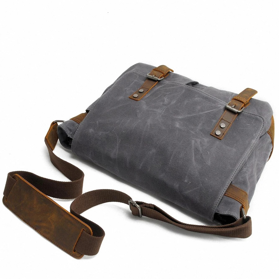 Fashion Thick Wax Canvas Men Shoulder bag Messenger Crossbody Bag Vintage male Leisure Sling Casual Boy 251110