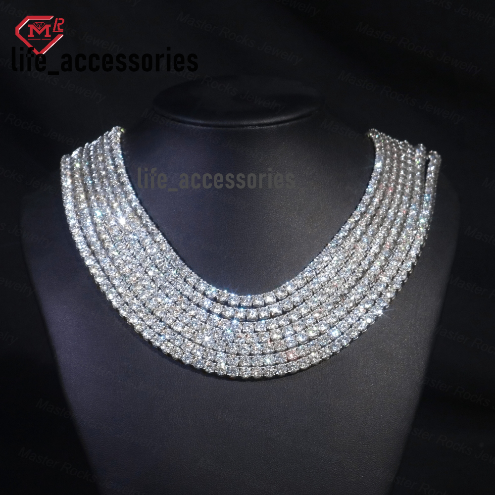 Factory Wholesale 4mm Moissanite Tennis Iced Out S925 Hiphop Jewelry Necklace Moissanite Tennis Chain