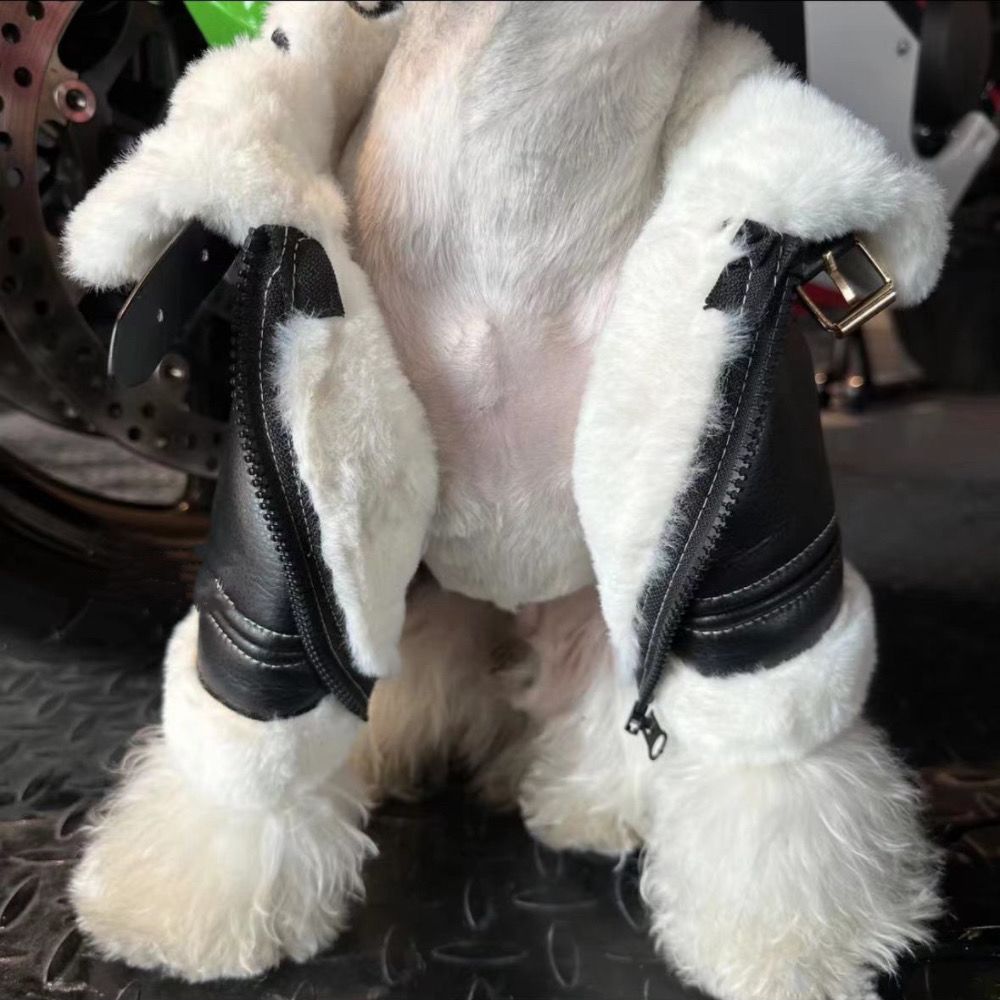 Warm Fleece Lined Dog Leather Jacket, Stylish Motorcycle Style Pet Coat, Windproof & Waterproof Dog Apparel, for Small Medium Dogs, Trendy Puppy Jacke