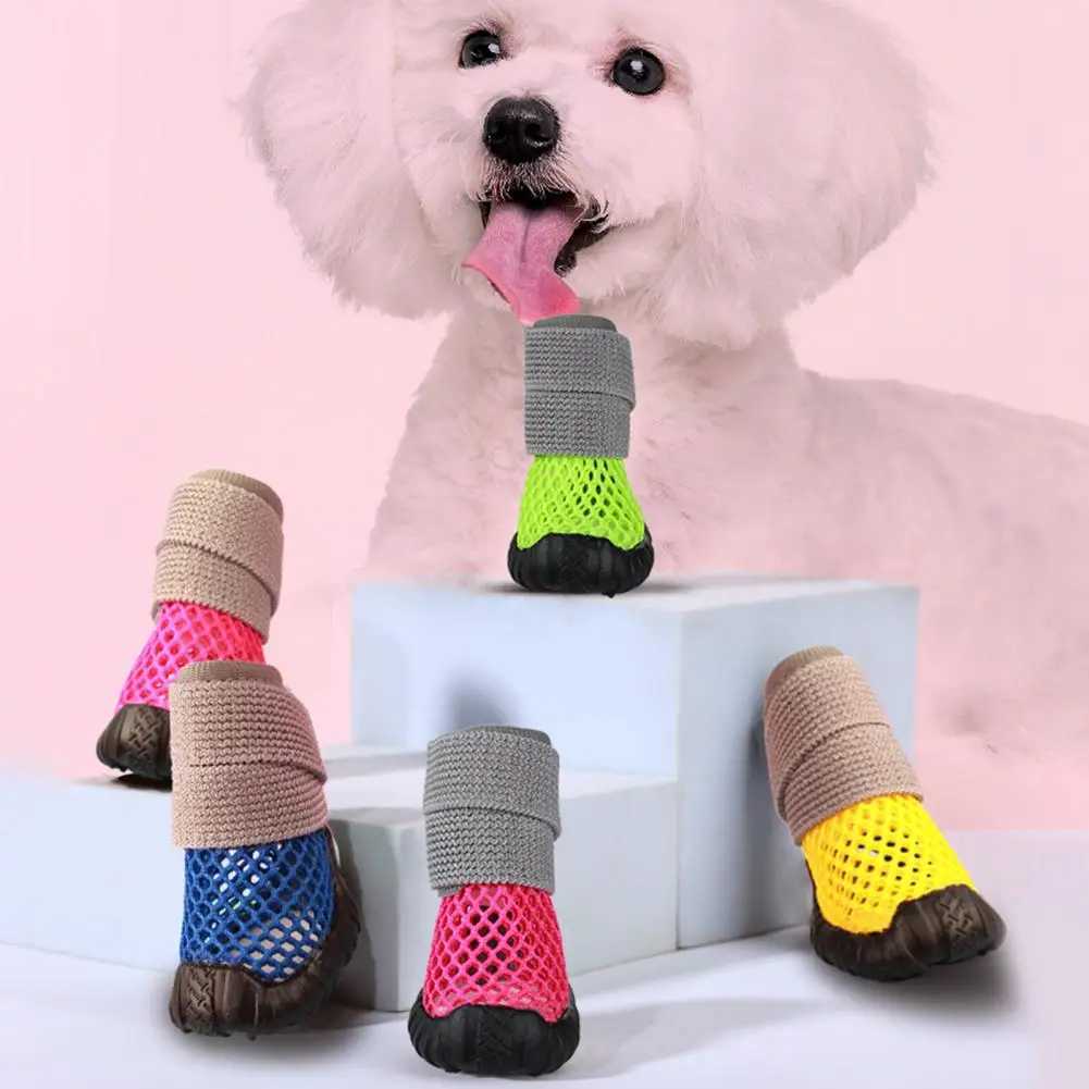 New Arrival 4 cute pet foot covers breathable waterproof multi-purpose summer dog teddy shoes Z250410