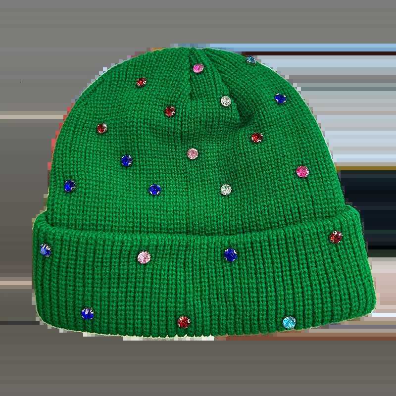 Womens Sparkly Knit Beanie Soft Winter Hat with Colorful Rhinestones for Fall WinterXJ251110