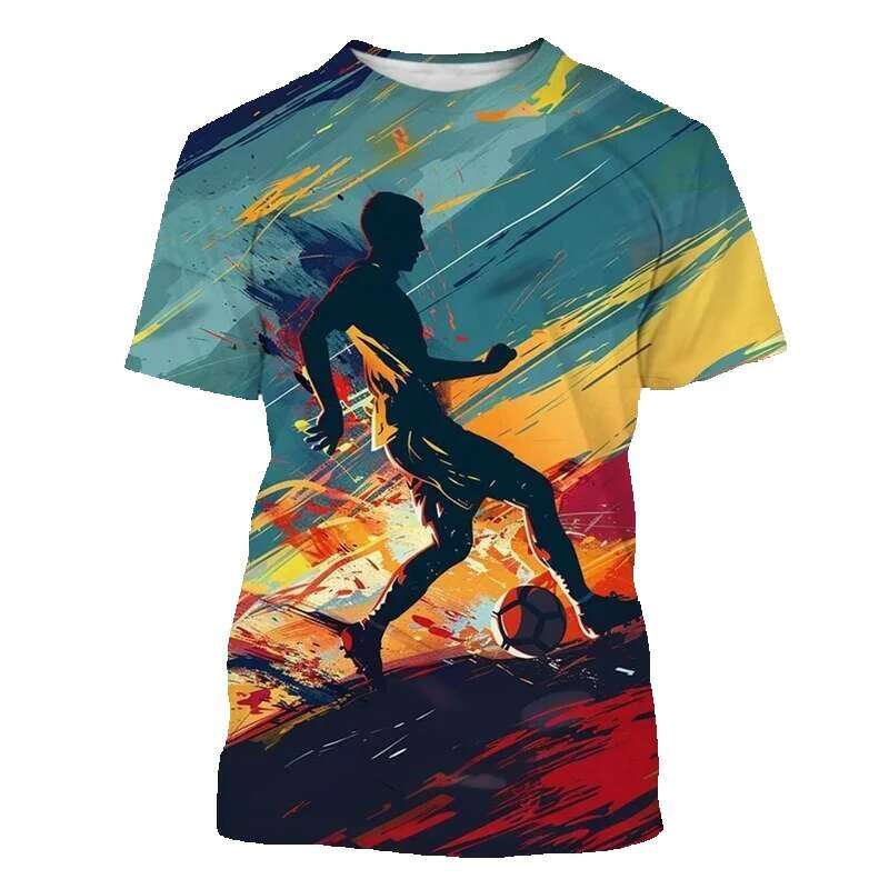 Men's and children's short sleeved round neck printed football T-shirt, outdoor sports, children's, fun, fashionable trend