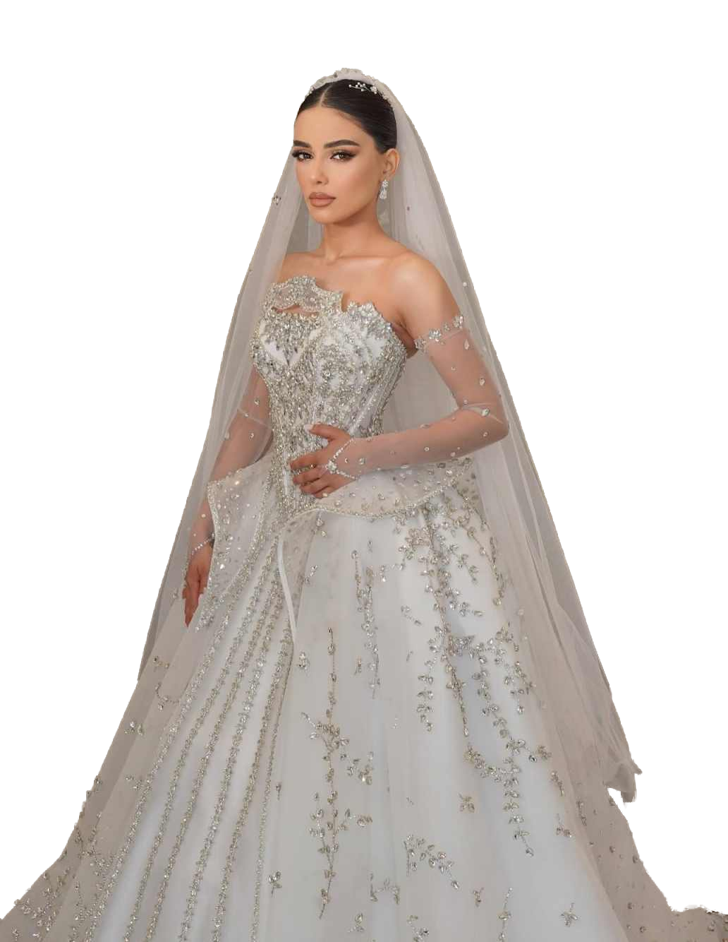 Exquisite Wedding Dresses Sleeveless Crystal Sequins Ball Gown Bride Gown Lace Up Customized Vestidos De Novia