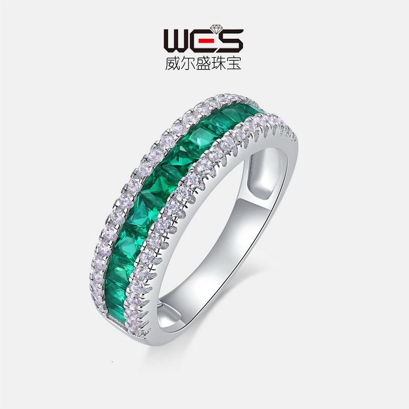 Cross Border Hot Selling Classic Boundaryless Cultivated Jade Women's Ring S925 Silver Cultivated Gemstone Index Designer Ring Fashion Ring Ring