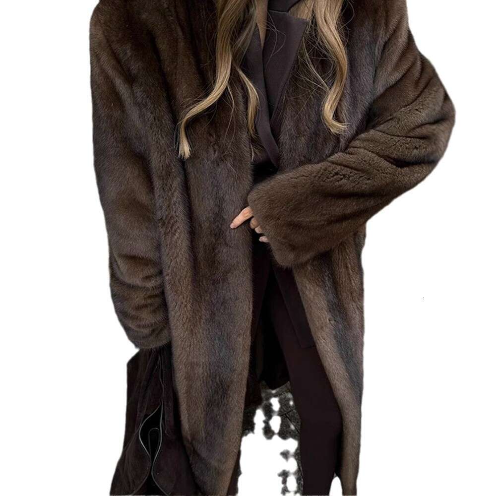 Fur Extra Autumn Color Winter Solid Coat Fashionable Warm Thick Long Sleeve Plush Jacket