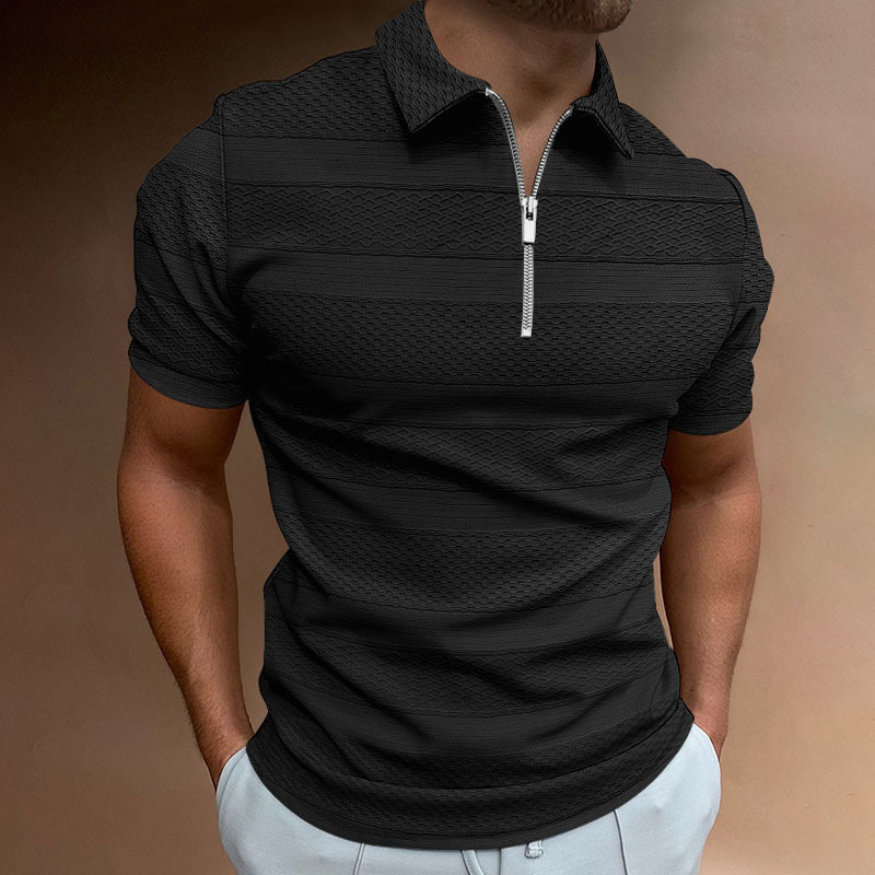 2023 summer mens polo shirt solid color short sleeve lapel T-shirt casual jacquard top men