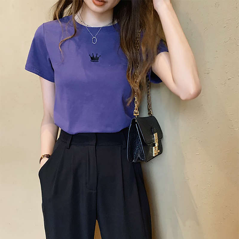 2025S Designer Women S T Shirt Summer New Slim Fit Embroidered Round Neck Short Sleeved T Shirt For Women Student Women S Base Top