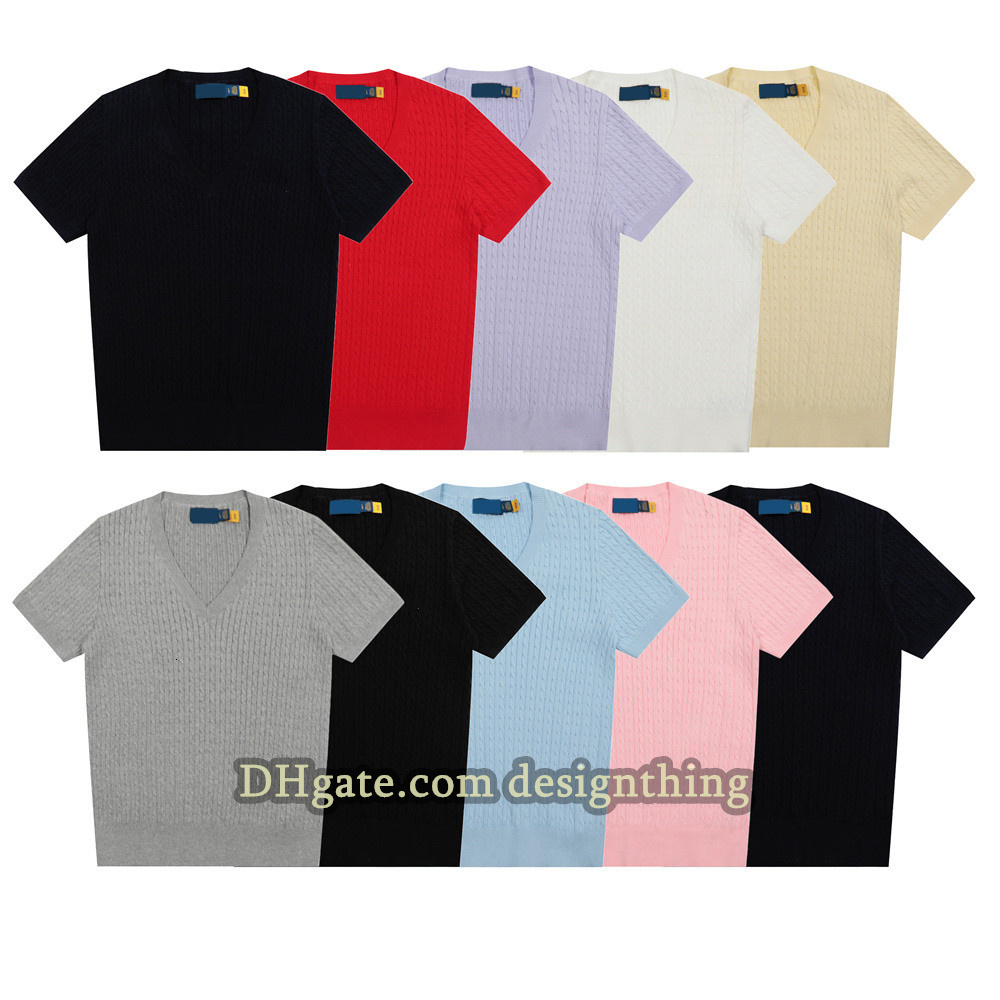 Women T-Shirt Pony Designer Knitwear Short Sleeve Button Accent Tee Slim Fit Soft Cotton Classic Daily Style womens designer clothing