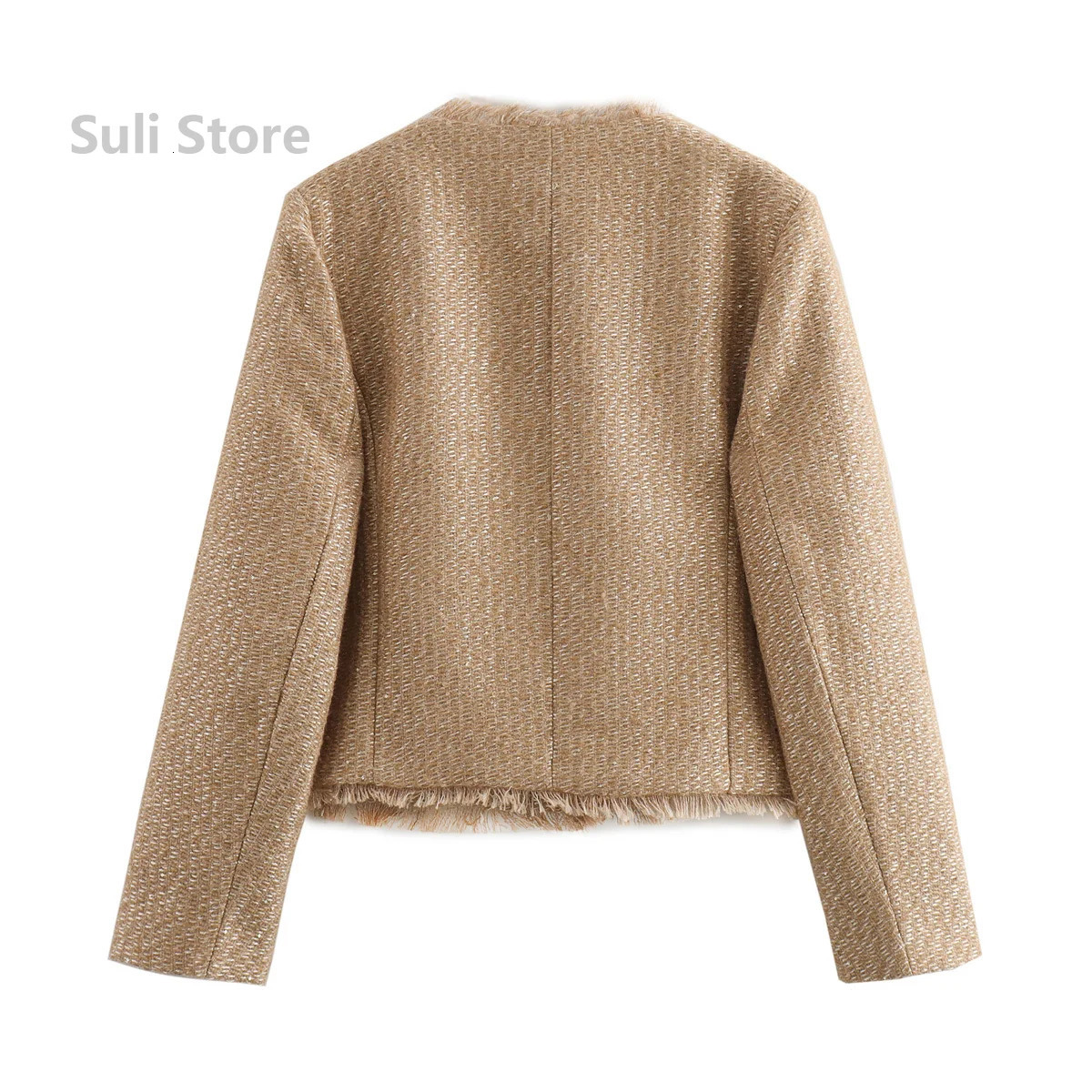 Chic Female Tweed Basic Jacket Coat Women Clothing Woolen Outerwear Long Sleeve Front Button Tops 251110