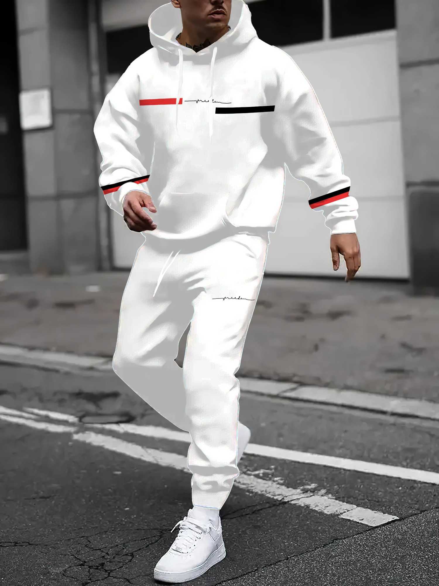 The new mens sweatshirt for Spring and Autumn 2025 features a casual fashionable soft and comfortable 3D line pattern print W251110